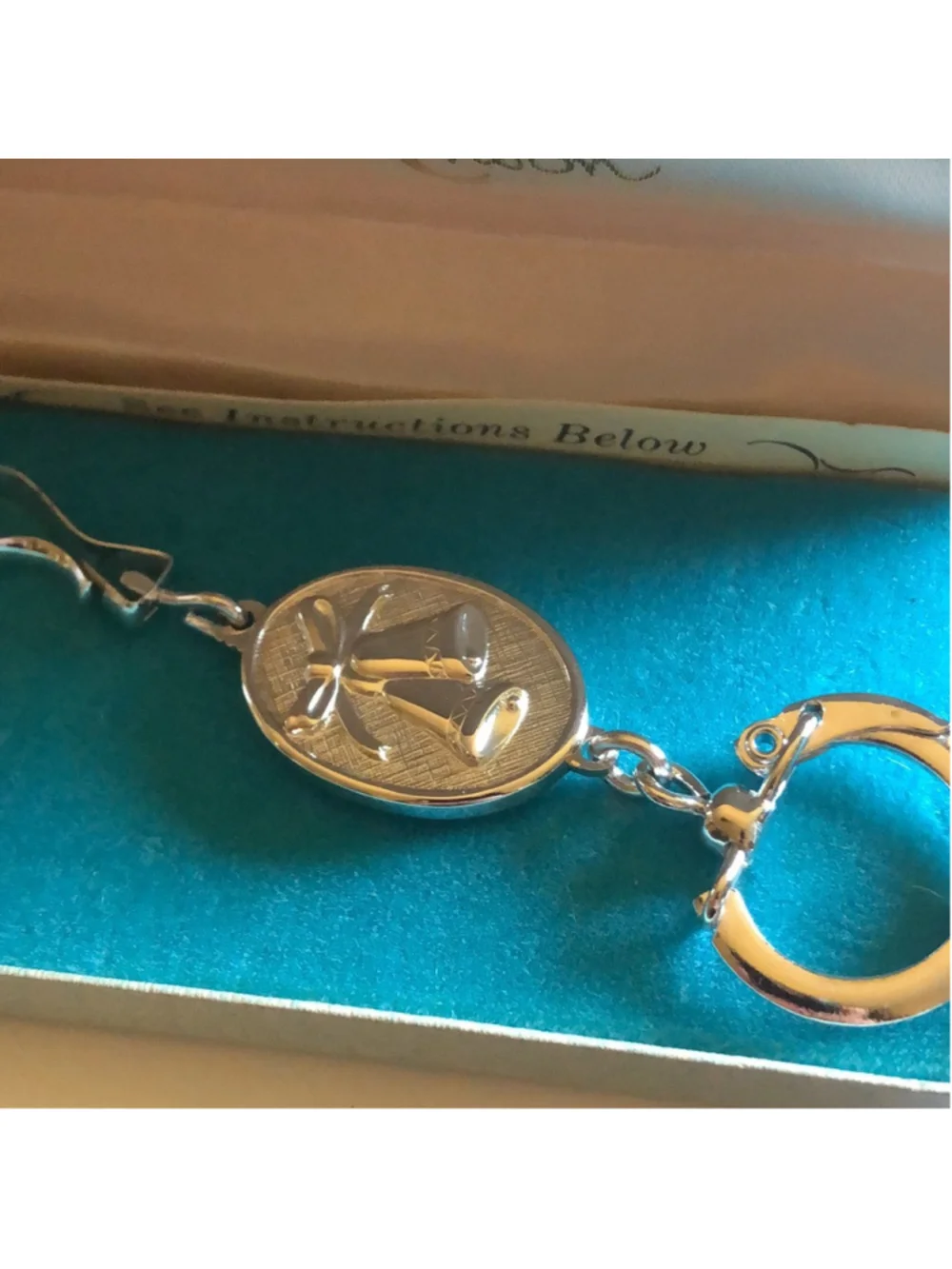Anson Vintage New in Box Silver Tone Christmas Bells Key Holder